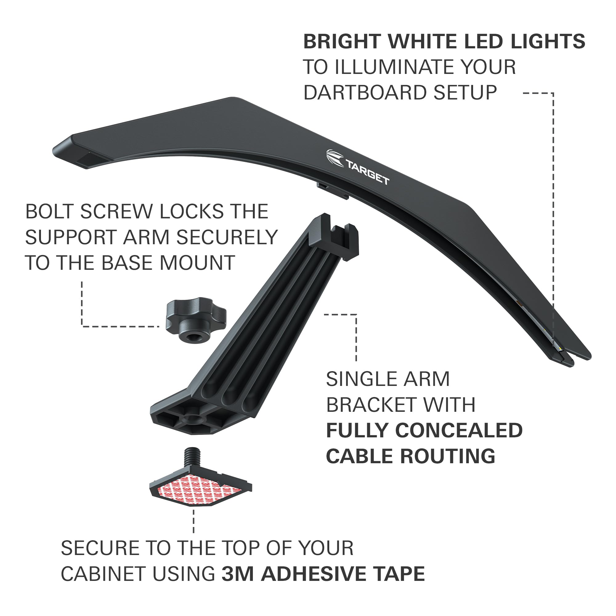 Target Darts Arc Dartboard LED Light Sicurezza Fits All Dart Boards Easy Assembly Bright Lighting