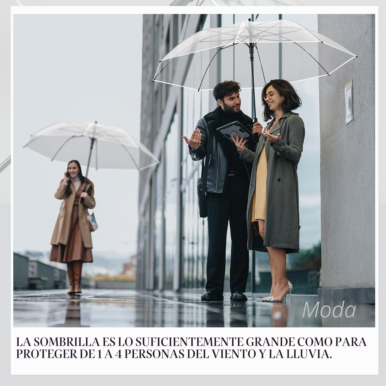 Weewooday 2 Paraguas Transparentes Grande XXL Automático Elegante Paraguas Grande con Cómodo Pulsador Resistente al Viento Paraguas Impermeable Paraguas de Boda Paraguas de Pareja