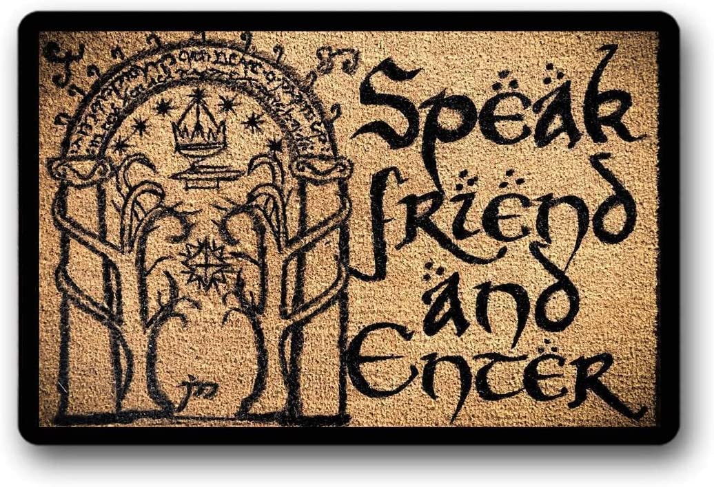 Speak Friend and Enter Doormat Coir Door Mat, Doormat Housewarming Gift 18X30 in