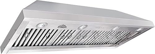 Campana extractora integrada de 48 pulgadas, 1150 CFM, campana extractora de acero inoxidable para debajo del gabinete, campana de ventilación de