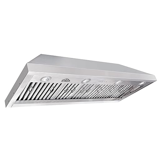 SINDA 48 inch Built-in/Insert Range Hood 1150 CFM, Stainless Steel Under Cabinet Range Hood Kitchen Vent Hood with Liner and SINDA Internal Motor, 4-Speed Fan, Adjustable Lights, Baffle Filter