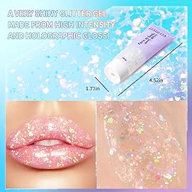 DAGEDA Rainbow Color Body Glitter Gel, Holographic Face Glitter Body Gel Rave Party Accessories, Chunky Glitters for Face Hair Nails, Cosmetic Laser Powder Festival Sequins Paint Makeup