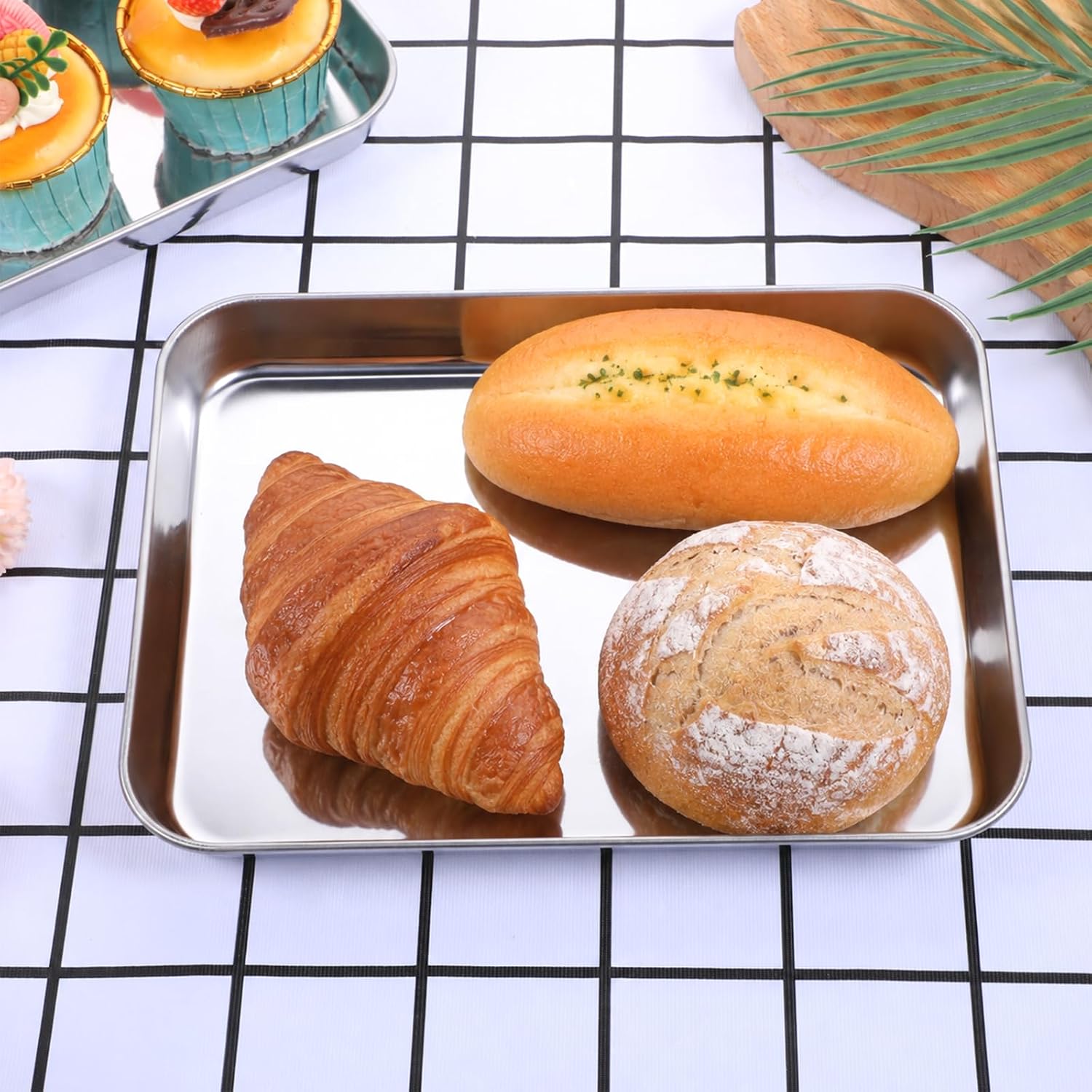 6 Pcs Stainless Steel Baking Sheet Pan, 9.3× 6.7 inch Thickened Baking Sheet Set