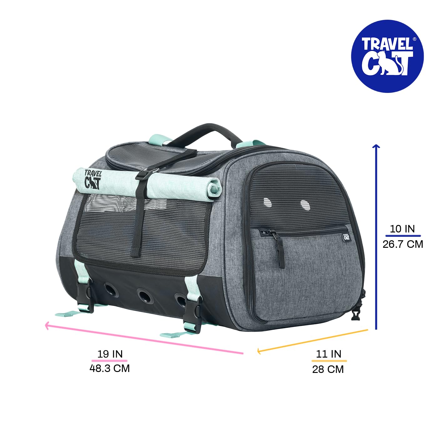 Travel Cat Bolsa transportadora portátil cómoda y Suave para Gatos pequeños y medianos, Gatitos de hasta 30 Libras, Mochila aprobada por aerolíneas con Correa para el Hombro (carbón Oscuro)