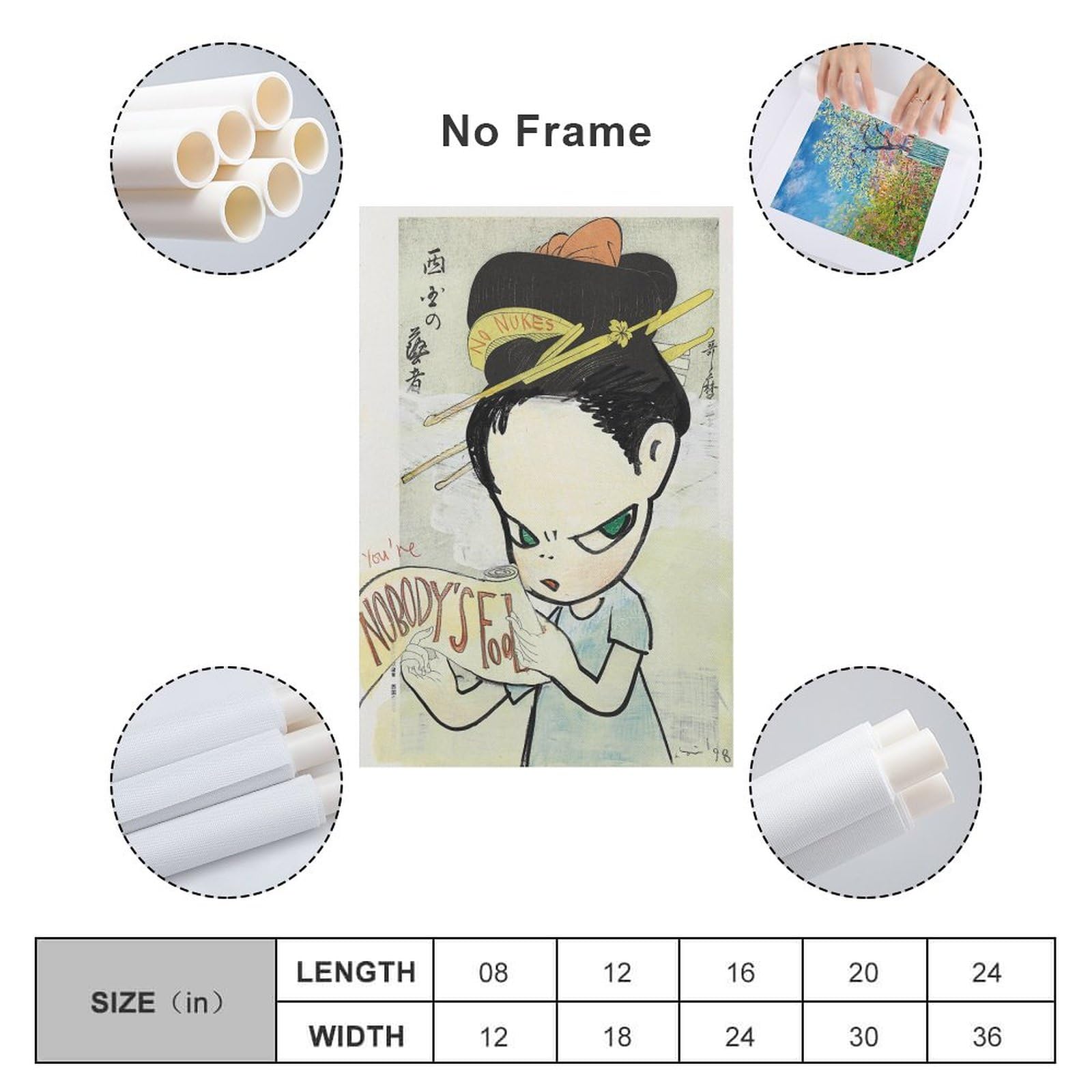 Amazon.co.jp: 奈良美智 ポスター《Nobody's Fool》キャンバス絵画