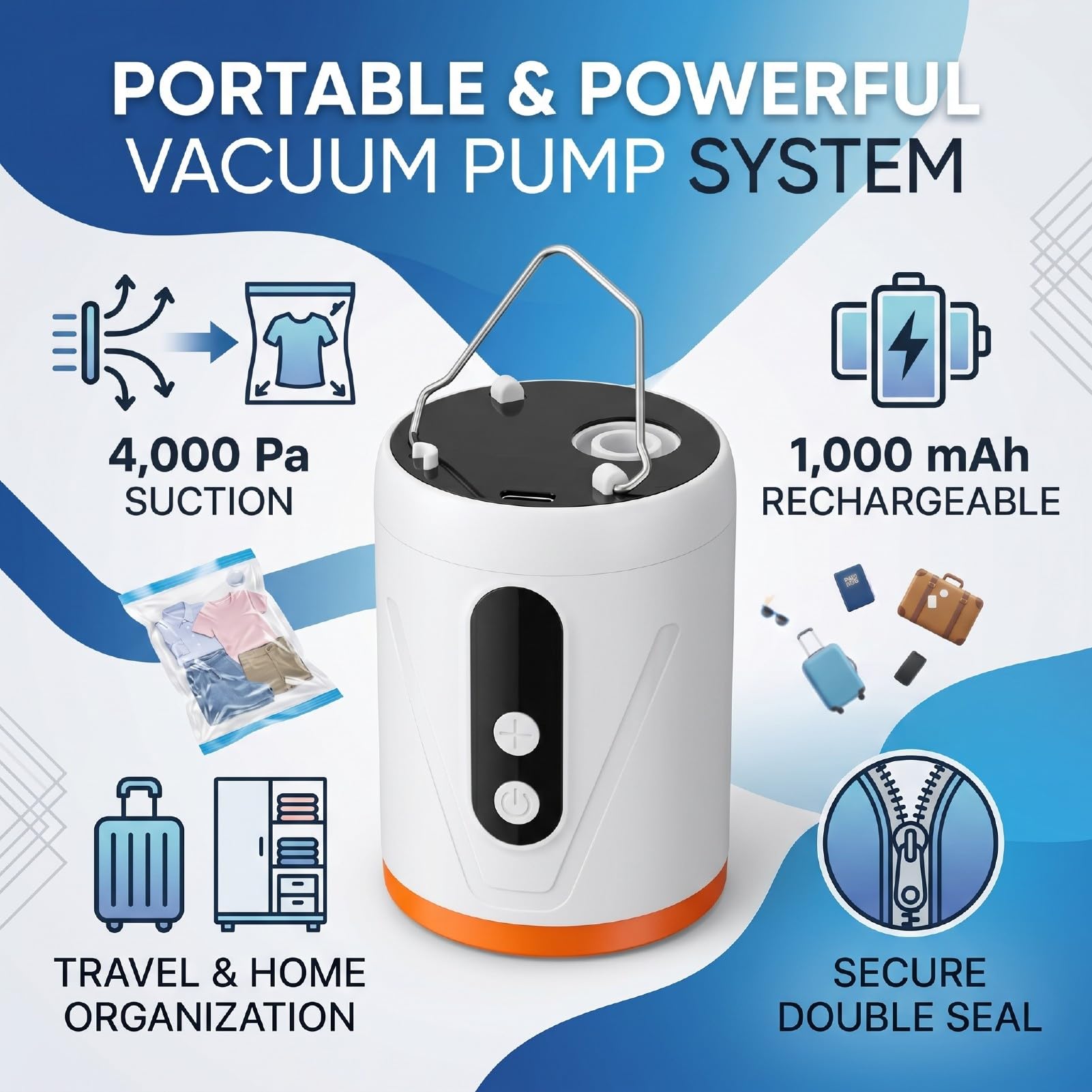 Fockety Machine à Sceller sous Vide Compacte pour Aliments, Machine à Sceller sous Vide Portative Puissante, Scelleuse électrique pour Aliments avec 12 Sacs de Compression