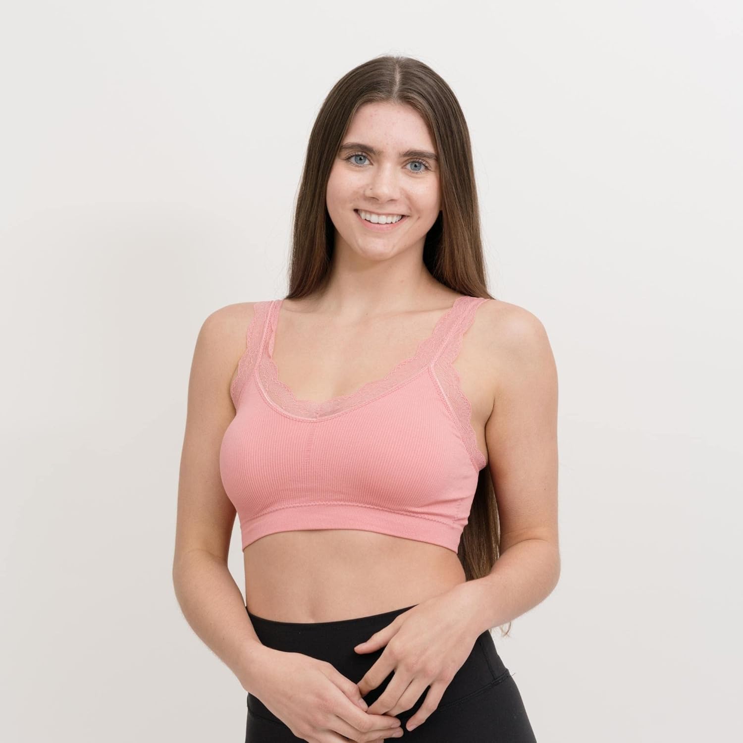 Coobie Women's Seamless Lace Strap Mastectomy Bra Bralettes for Women V-Neck Full Coverage Lounge Bra - Image 4