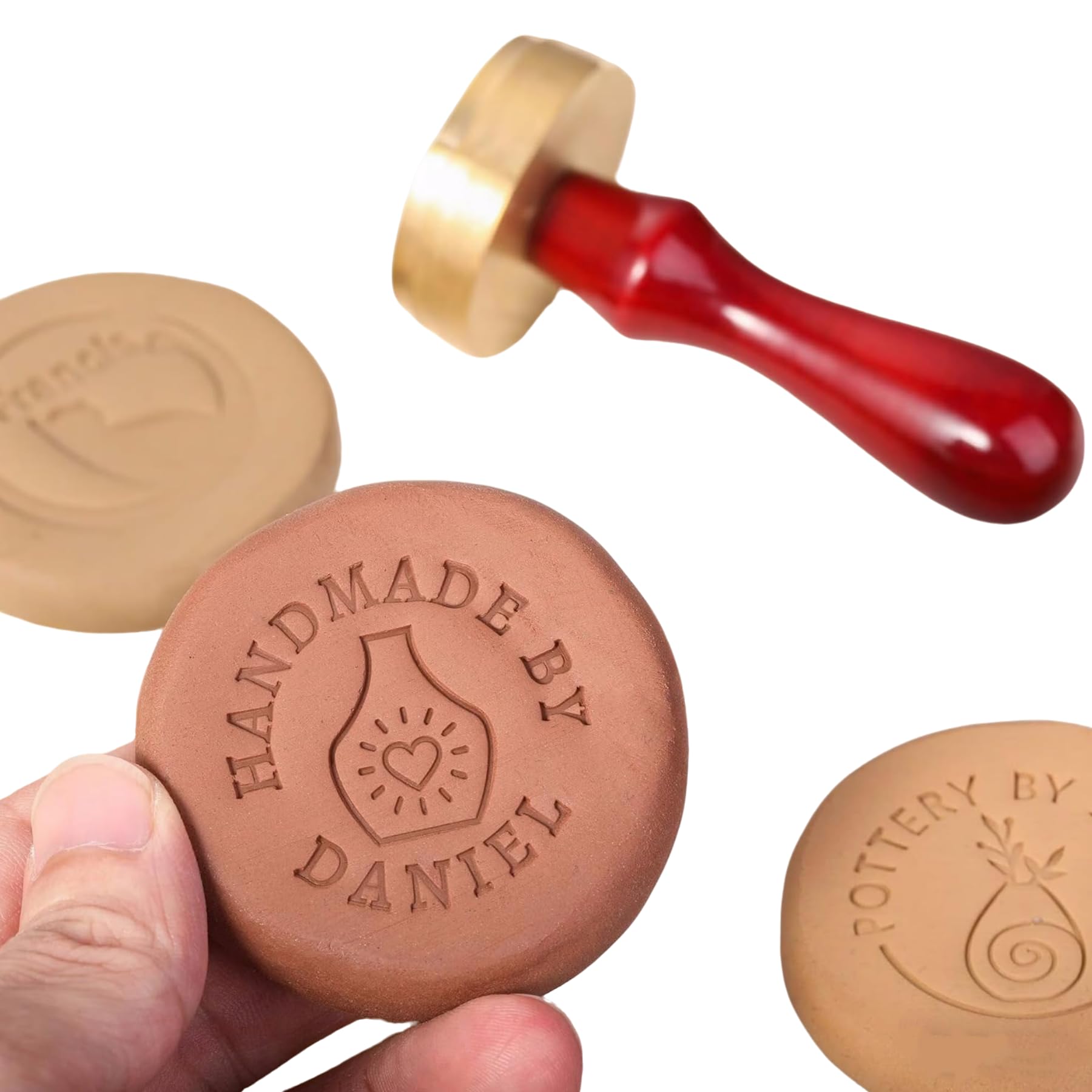 LongGenius Custom Ceramic Stamp, Clay Signature, Brass Stamp for Pottery, Personalized Gifts for Potter, Personalized Pottery