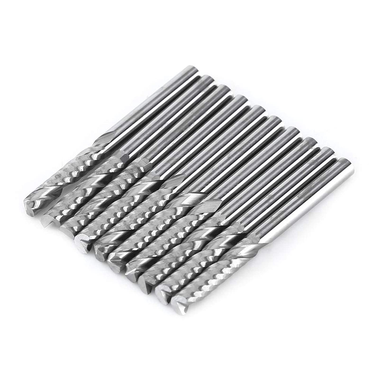 Akozon 10pcs Cortador de Fresador 3.175 * 15 MM Solo Flauta Carburo de Tungsteno End Mills CNC bits para Madera Corte de Acrílico Conjunto