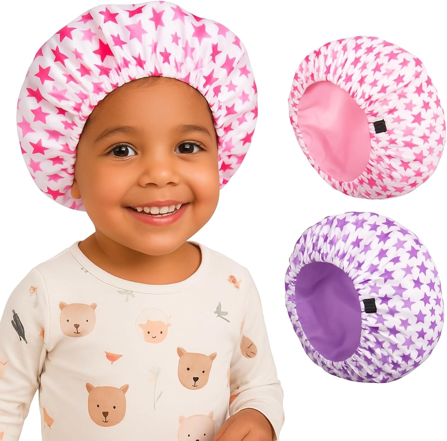 2PCS Baby Silk Satin Bonnet for Sleeping, Adjustable Infant Night Cap, Double Layer Kids Bonnets for Girls Boys (3-12 Years)