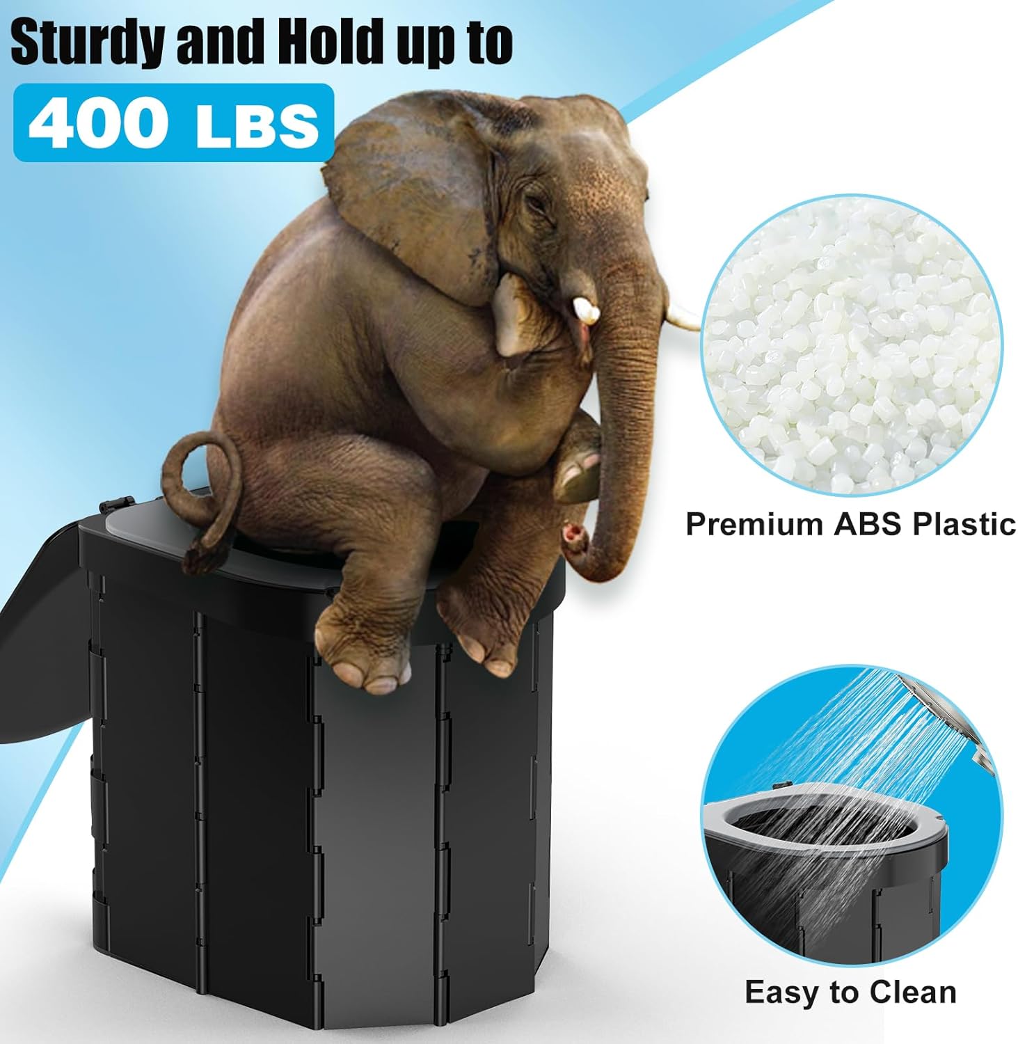 Portable Camping Toilet with PU Cushion, Folding Porta Potty for Adults with Lid and Toilet Paper Holder, Waterproof Camping Toilet with Lid for Camping, Hiking, RV Travel, Road Trips