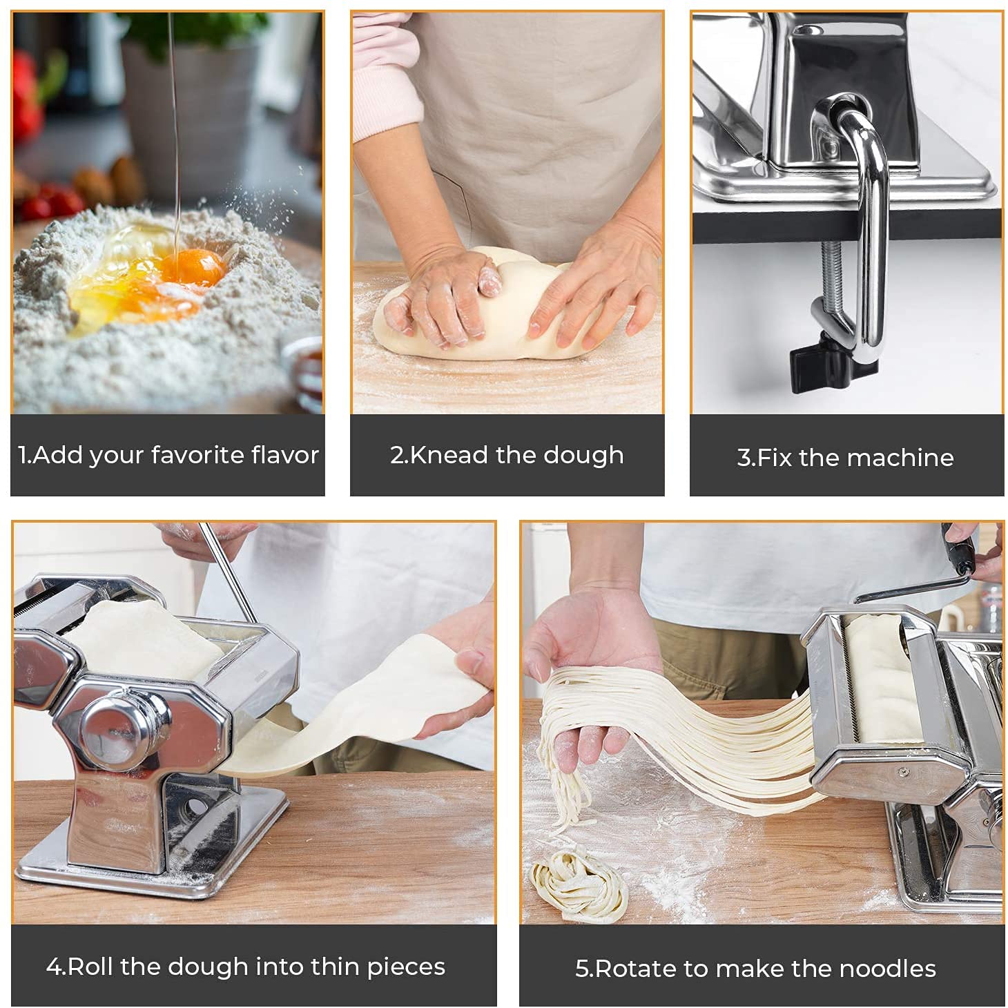 Pasta Maker Machine, 9 Adjustable Thickness Settings Pasta Machine