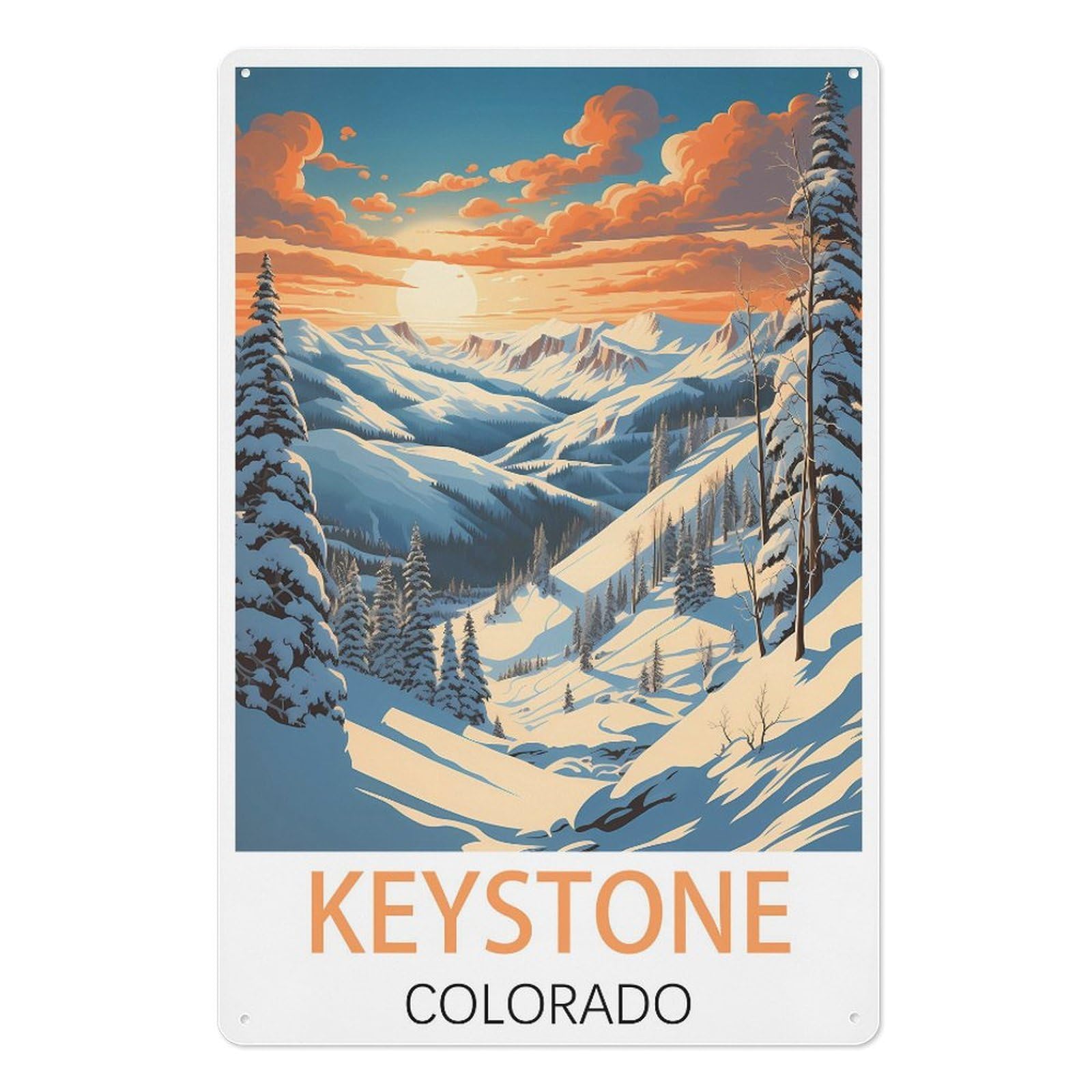 Keystone Colorado Retro Design Tin Painting Vintage Tin Sign 08x12inch(20x30cm) Wall Art for Home Office Bedroom Living Room Cafes Wall Decor