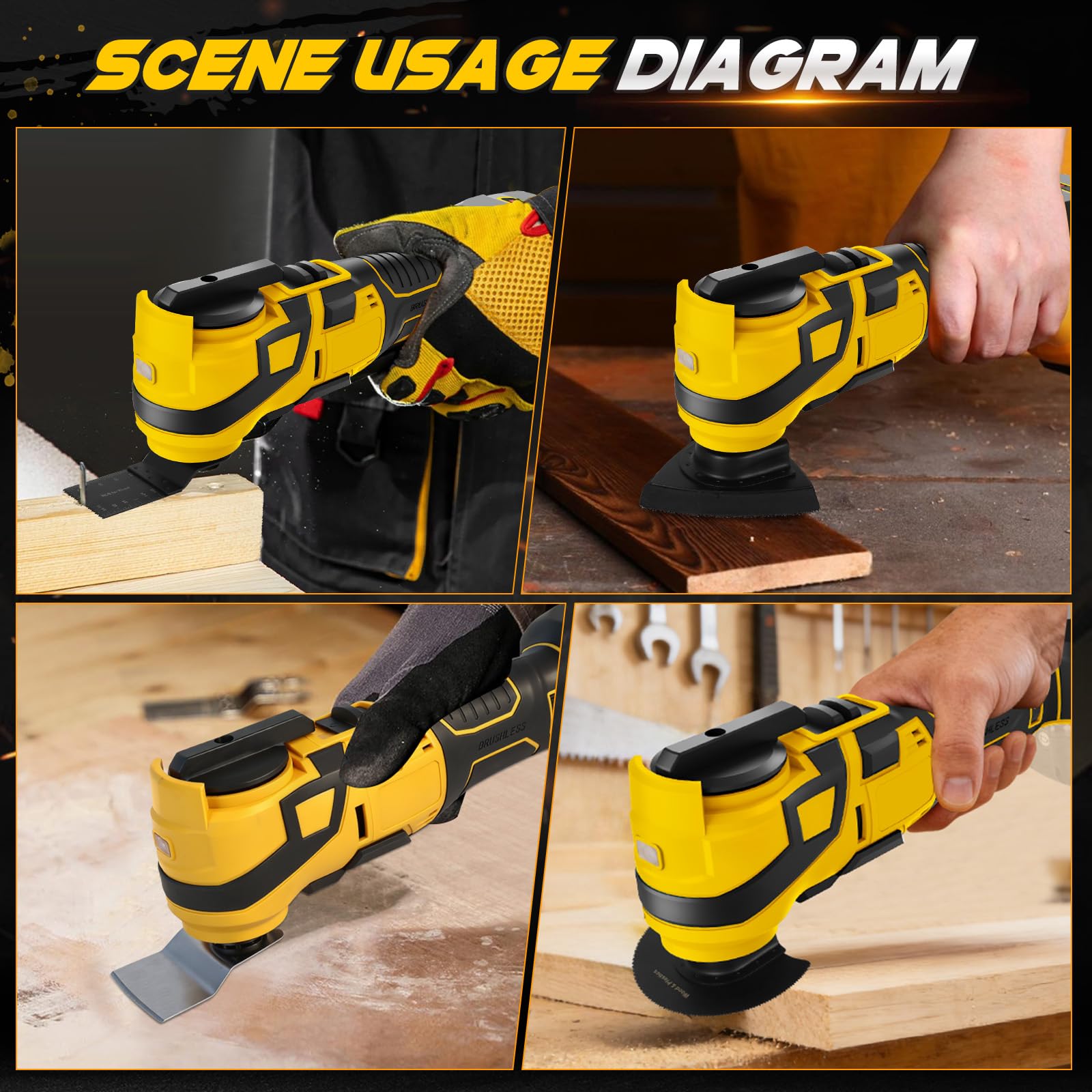 WingFly Multitool Oscillante Compatibile Dewalt 18V 20V 6 Velocità 10000-20000 OPM Senza Batteria