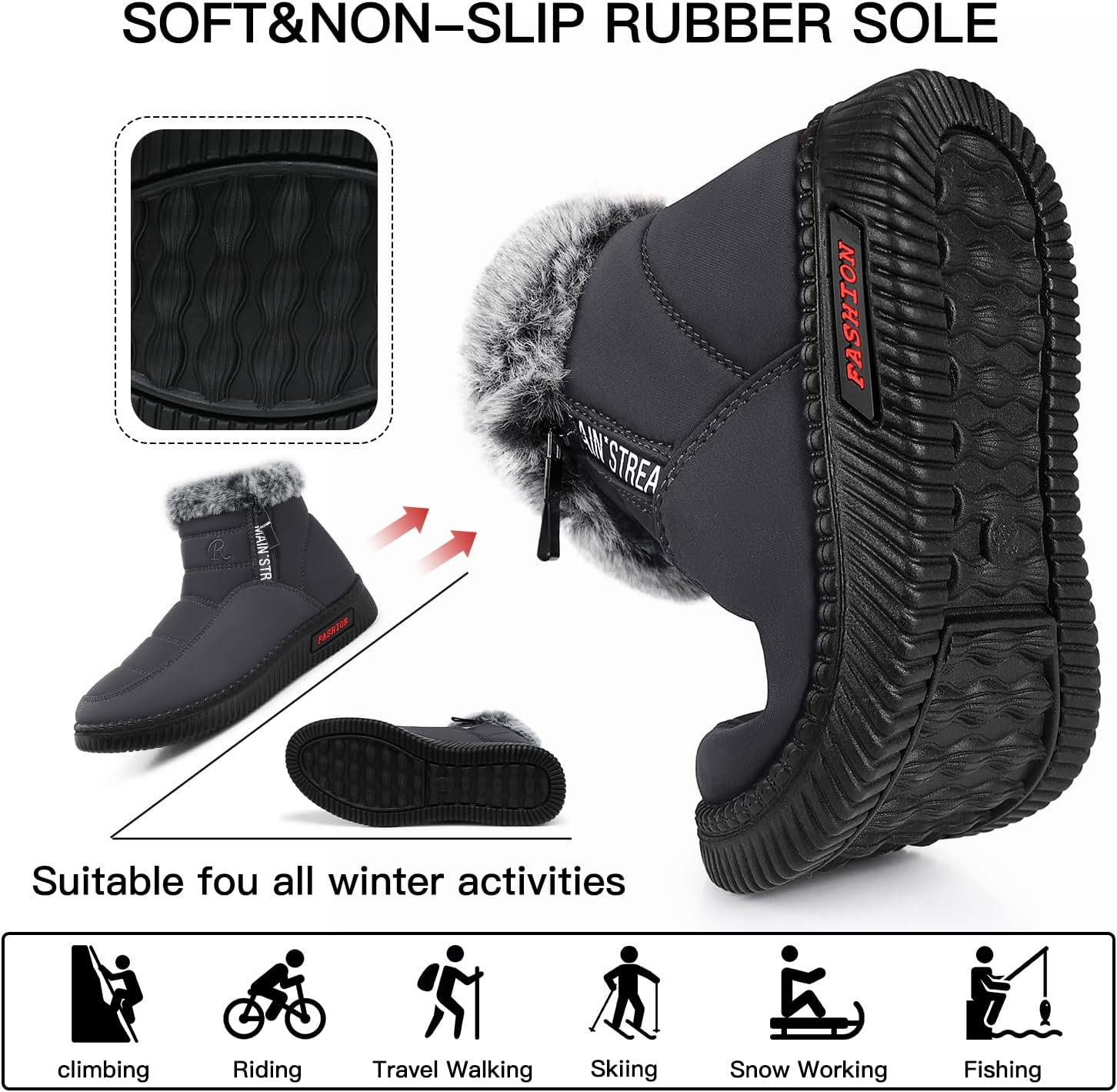 TEMOFON Womens Snow Boots Winter Warm Ankle Boots Waterproof Outdoor Fur Lined Shoes for Women - Image 4