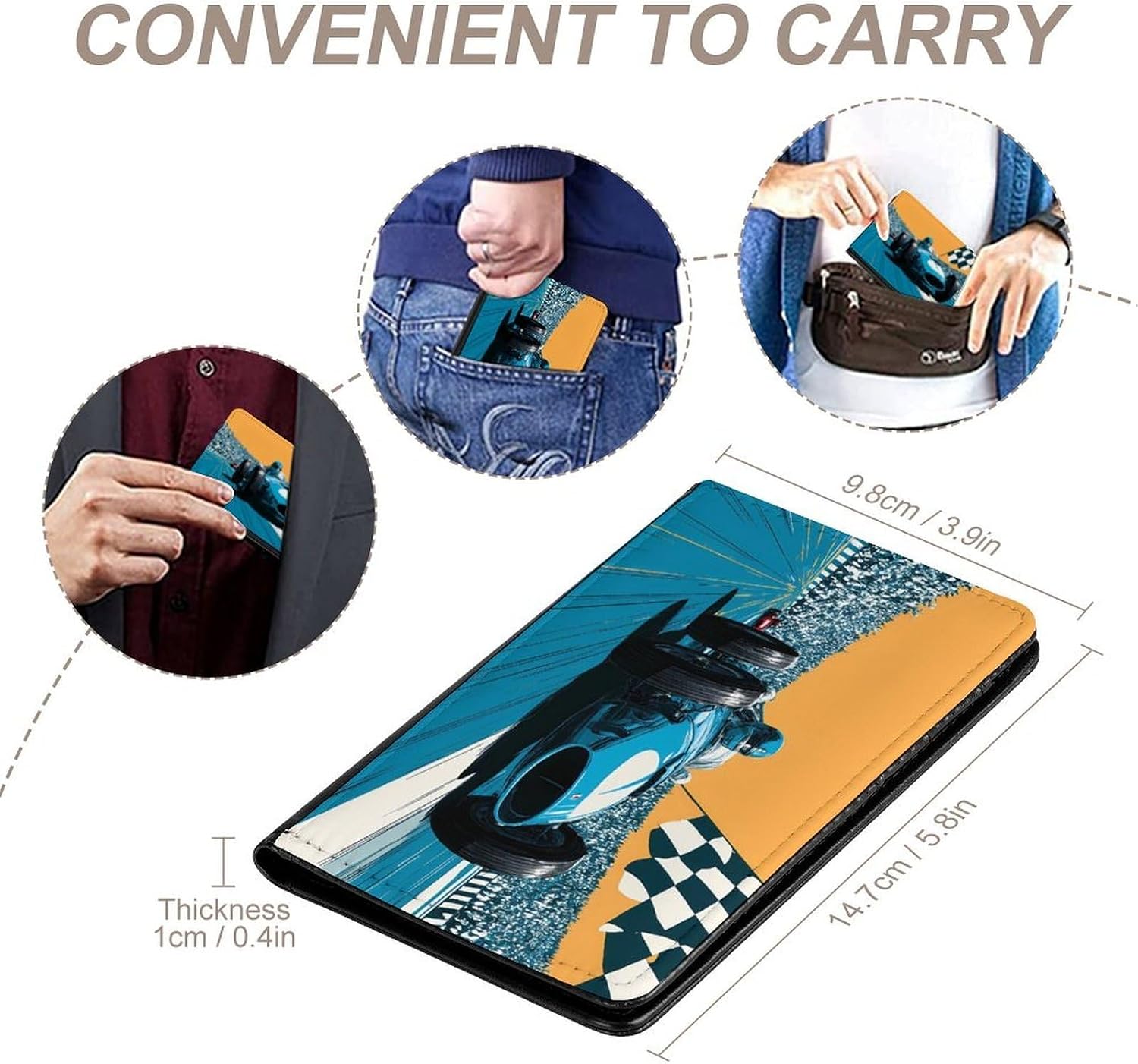 Car Racing Funny Passport Holder Slim Travel Wallet Passports Cover Card Case with Slot