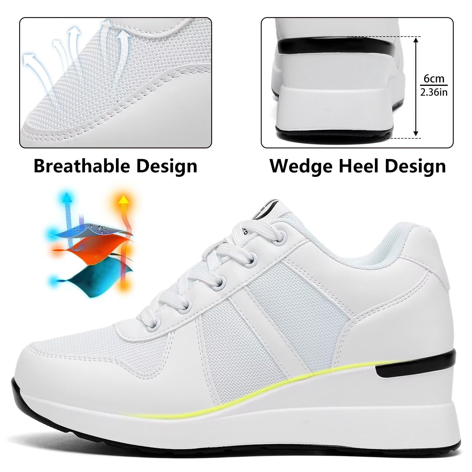 Zapatillas de Cuña para Mujer, Tacón de Cuña de 6 CM