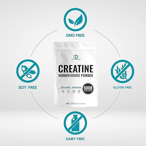 Vista 23 de DEAL SUPPLEMENT Monohidrato de creatina instantánea en polvo, 0.18 onzas por porción – 60 porciones Fórmula micronizada, sin sabor, rápida