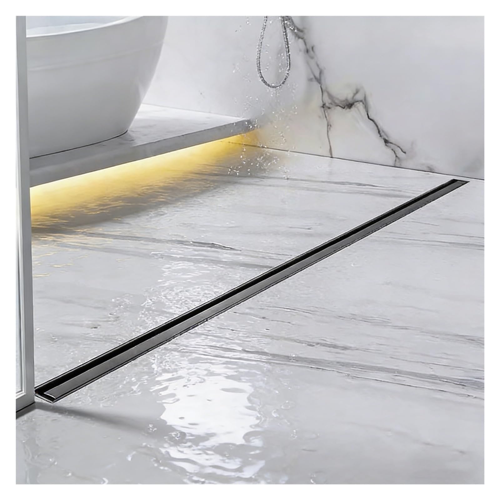 Desagüe de suelo invisible Desagüe De Suelo Oculto, Estrecho Y Alargado, Desagüe Lineal Invisible Para Patio, Antiobstrucción, Resistente A La Corrosión, Fácil De Limpiar 2 En 1(Gray,L 31.5"/800mm)