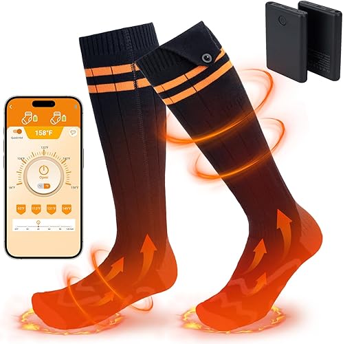 Calcetines térmicos para hombres y mujeres, calcetines térmicos recargables de 5000 mAh con batería hasta 10 horas, calcetines de calor eléctricos