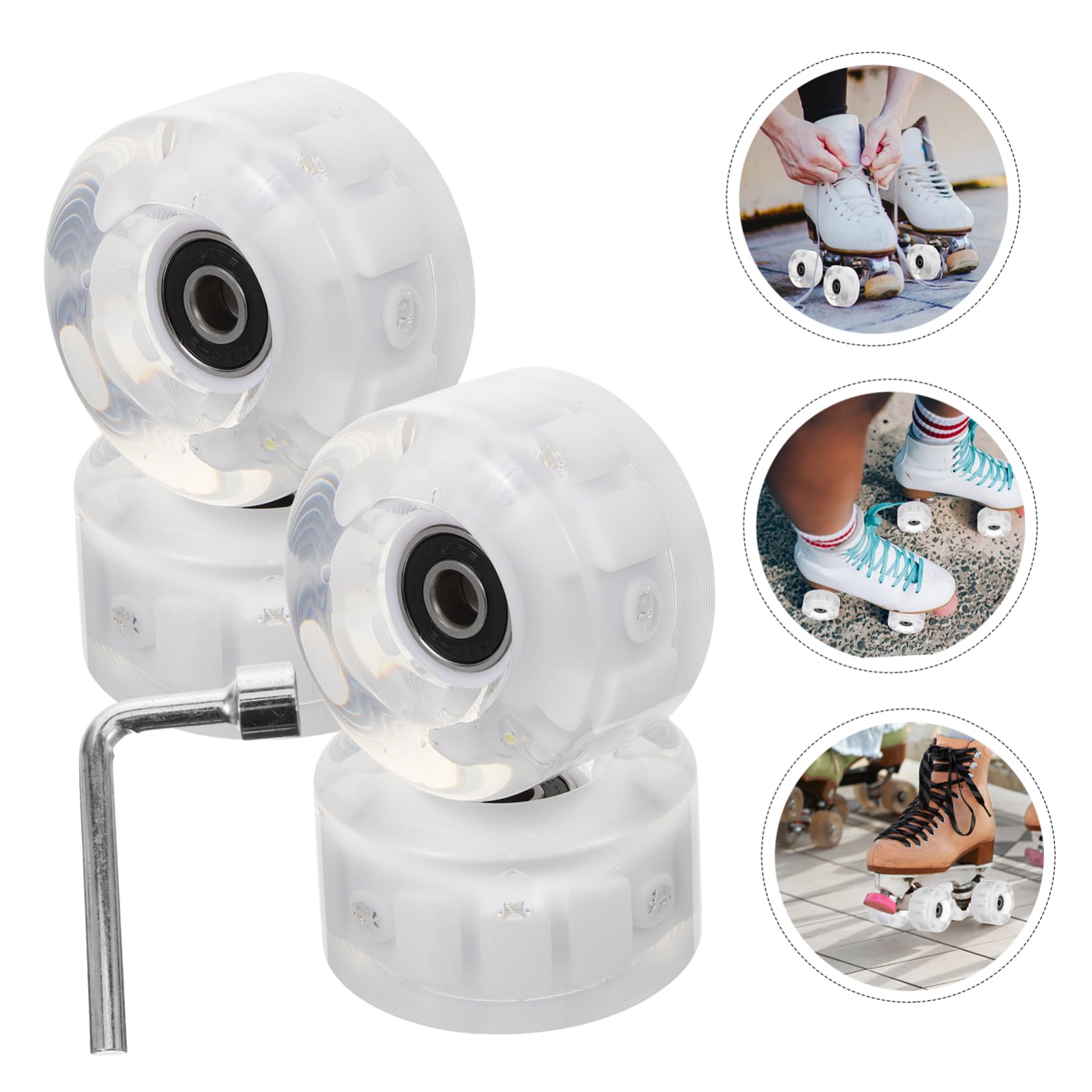 EXAOMBLE Glow-in-the-dark Skateboard Wheels Light up Roller Skate Set Replacement Skate Wheels for Boys and Girls