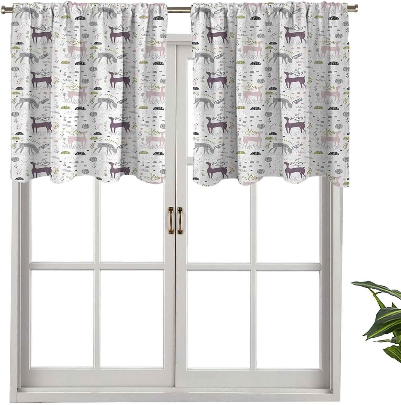Hiiiman Window Curtain Valances with Rod Pocket Enchanted Woodland