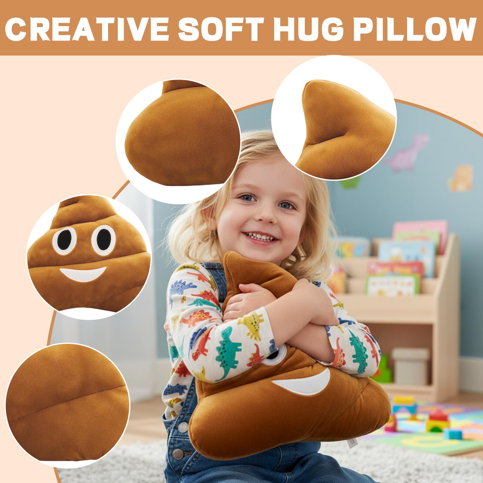 QhgPnt Poop Plush Pillow, Fake Poo Toy, Soft Emoji Pillow for Kids Funny Decorative Pillows for Home Decor Brown Plush Pillow, 30CM - Image 4