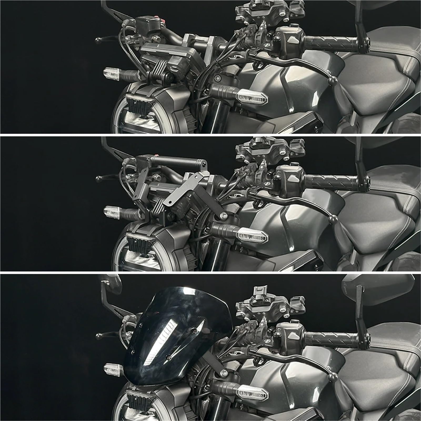 powietrzadeflektor Uchwyt nawigacji GPS na szybę przednią CB650R pasujący do HONDA CB 650R 2019-2023, przedłużenie osłony przedniej szyby Deflektor motocykla(Windshield Set)