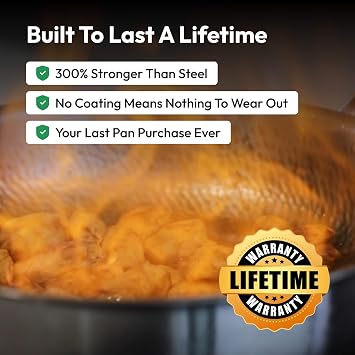 Pure Titanium Skillet, Titanium 12 Inch Frying Pan, 2026 Upgrade to 100% Titaniums Pan with Lid, Chemical-Free, Extreme Heat-Resistant & Lasts a Lifetime (10.23in, No Lid)