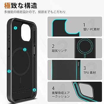 【iphone15】取り外し可能!! カード収納可能スマホケース　ブラック Amazon.co.jp: iphone15ケース 背面カード収納 分離式 取り外し