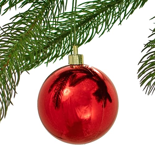Adornos de bola de Navidad de plástico rojo brillante, decoraciones colgantes inastillables para interiores y exteriores (1.969 in) Adornos de bola de Navidad de plástico rojo brillante, decoraciones colgantes inastillables para interiores y exteriores (1.969 in)