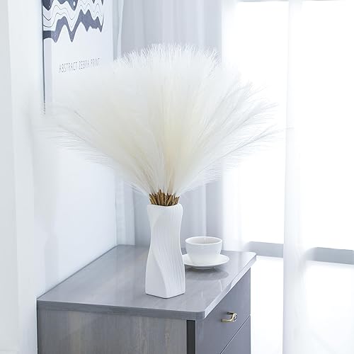 Miniatura 3 de 30 piezas de hierba de pampa blanca de 22 pulgadas, decoración de hierba de pampa sintética corta para decoración bohemia del hogar, boda, día de la
