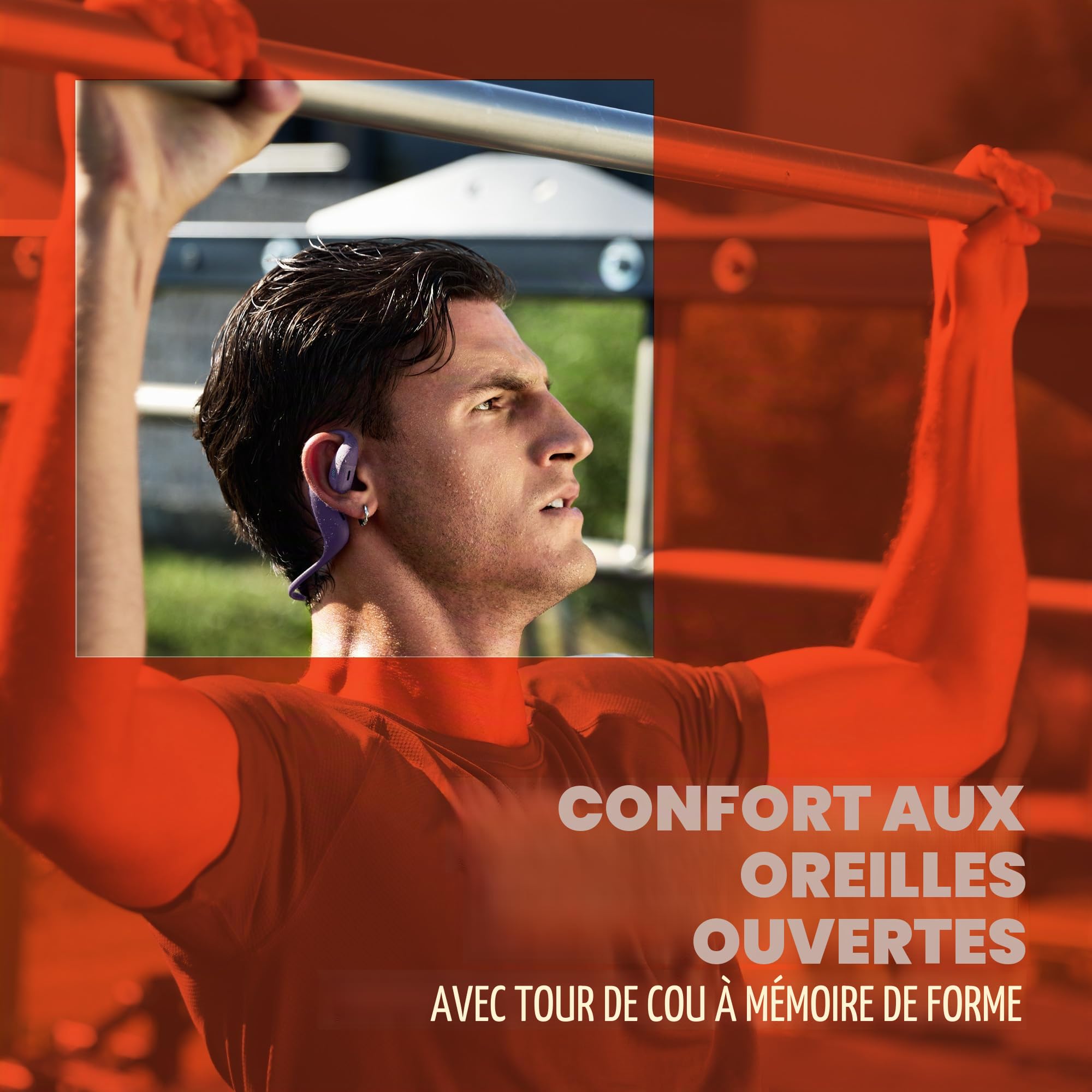 Écouteurs Open-Ear sport JBL Endurance Pace avec bluetooth, 10 Heures de batterie, serre-tête léger en titane à mémoire de forme, étanche à l’eau à la poussière IP68, technologie JBL OpenSound, blanc.