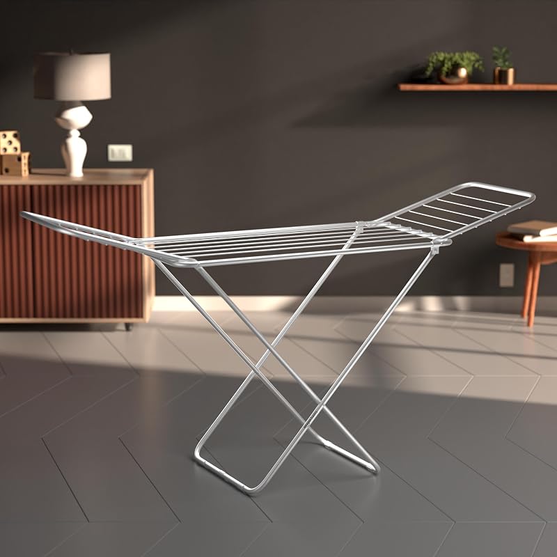 AmazonBasics 3-Way Folding Steel Cloth Drying Stand, 42 ft, 20 Rails