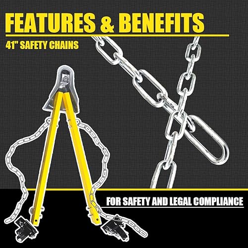 Miniatura 7 de Barra de remolque de 5,000 libras de capacidad, acoplador de 2 pulgadas, ancho de apertura de 41 pulgadas, soporte de parachoques con cadenas, RV,