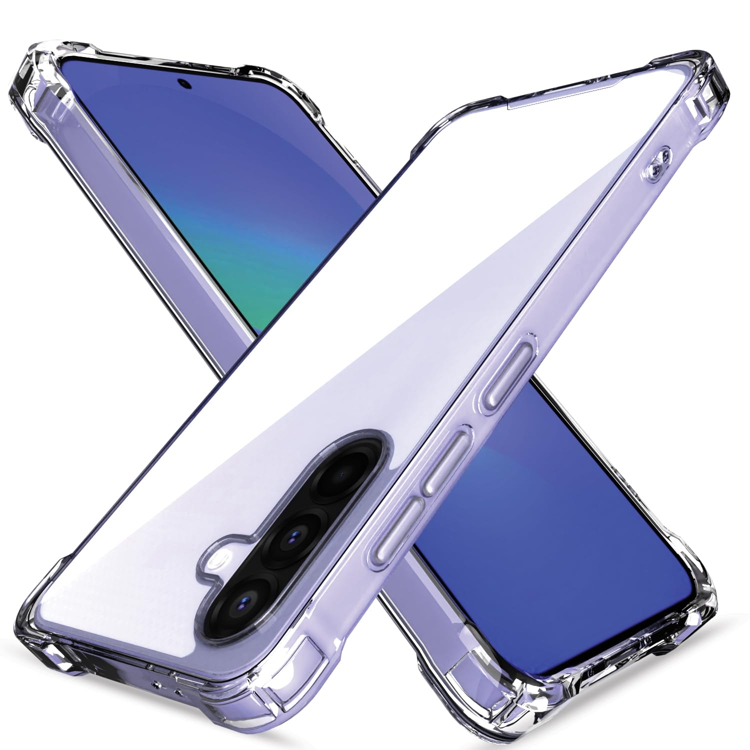 Amazon Basics Back Cover for Samsung Galaxy A36 5G PC + TPU Clear Transparent Raised Edges Shockproof Protective Phone Bumper Case(Transparent)