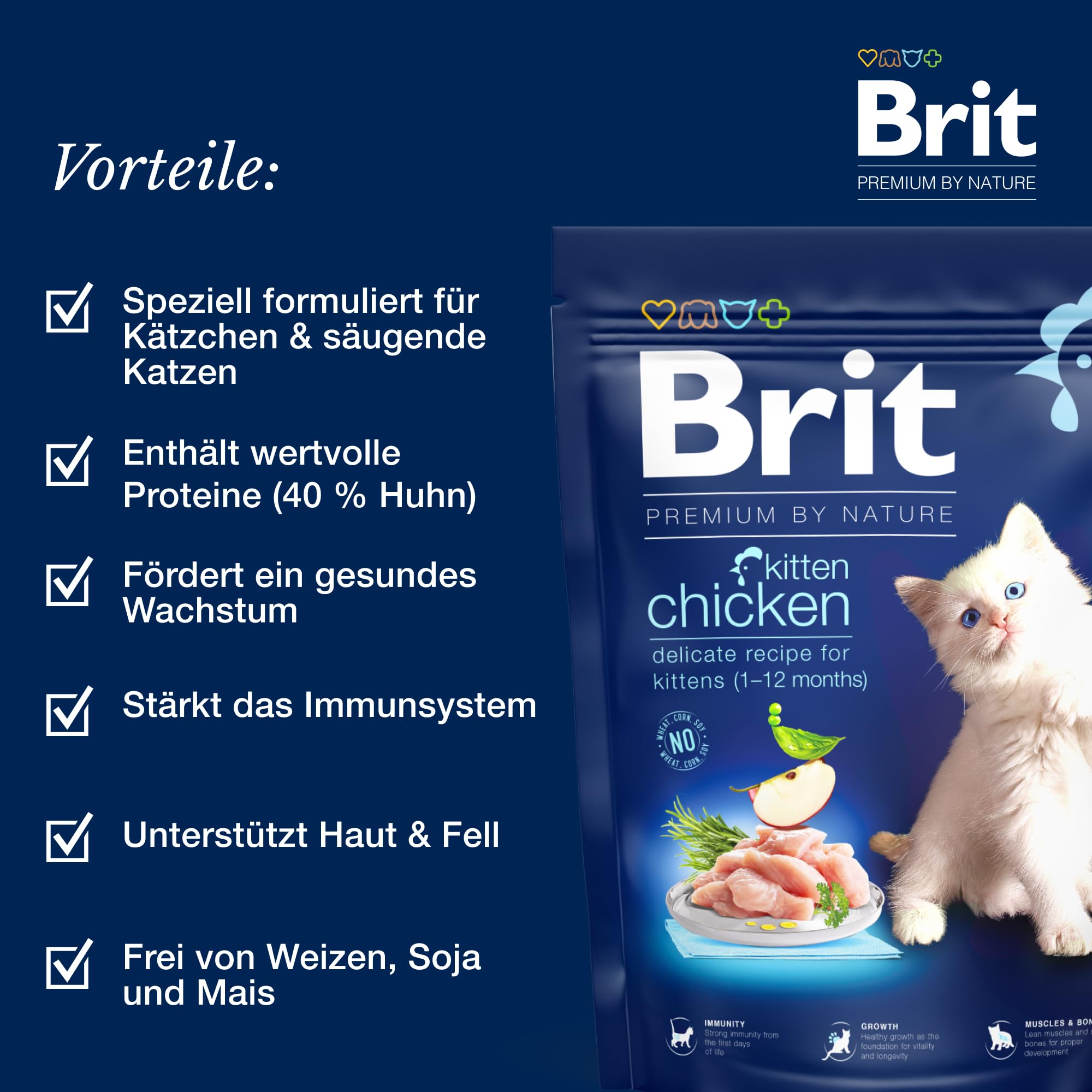 Brit Premium by Nature - Comida Seca para Gatitos y Gatos Lactantes y gestantes, Sabor a Pollo, 8 kg