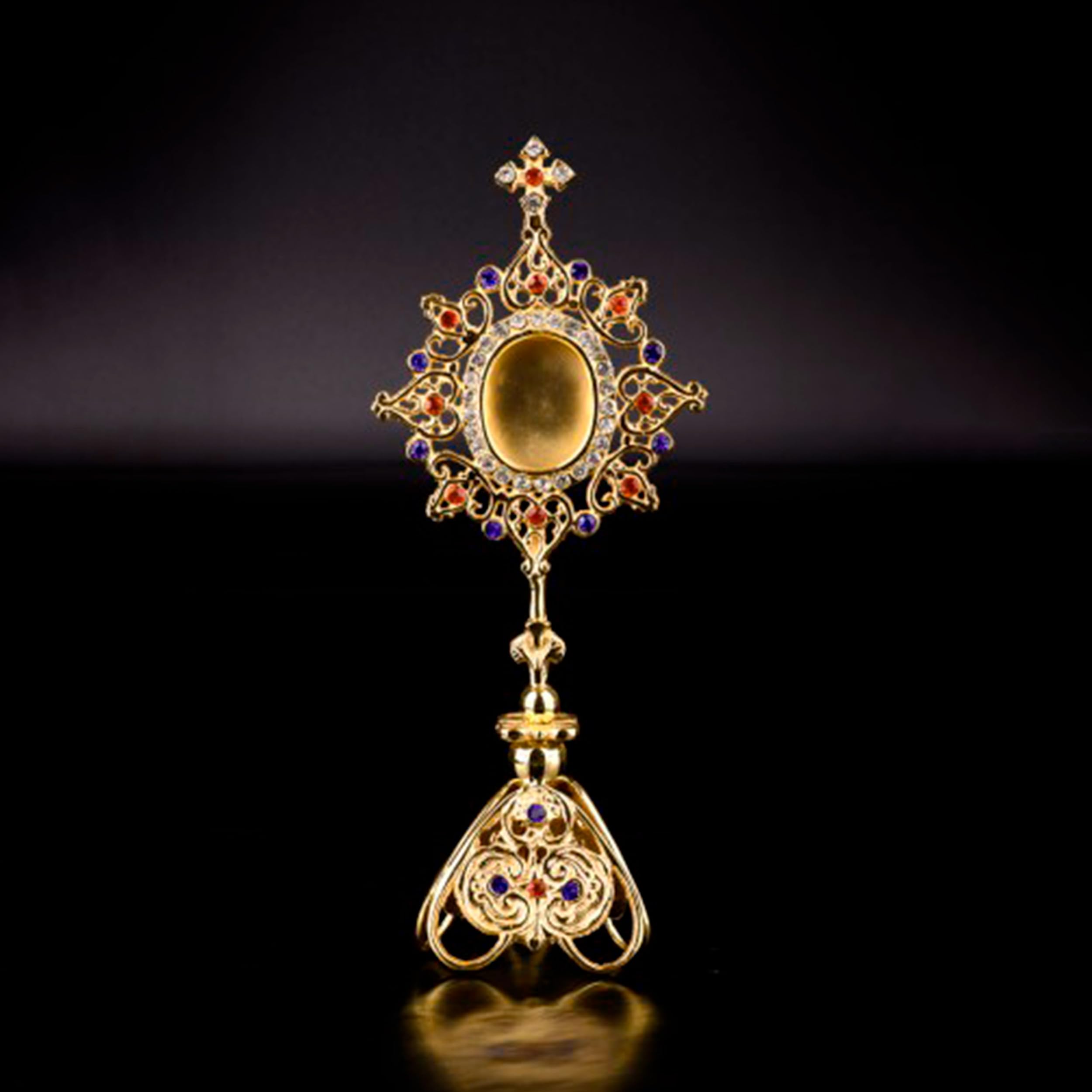 NKlaus Reliquiario Reliquiario ostensorio per altare casa lavoro monastero con pietre 25cm 2691