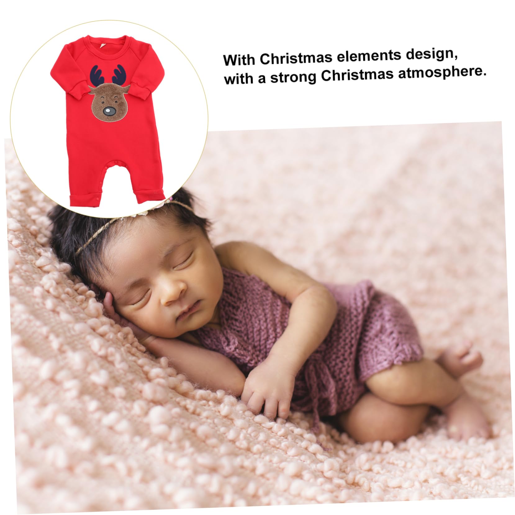 BESPORTBLE Mono Niña Navideño de Terciopelo para Invierno Pijama Unisex de Manga Larga con Diseño de Cómodo y Transpirable para Recién Nacidos Fiestas de Navidad