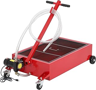 20 Gallon Oil Drain Pan, Low Profile Oil Drain Pan with 110v 180w Electric Pump, Heavy-Duty Metal Oil Change Pan for Cars,Folding Handle, 8FT Hose for Cars, SUVs, Trucks, Buses, RVs