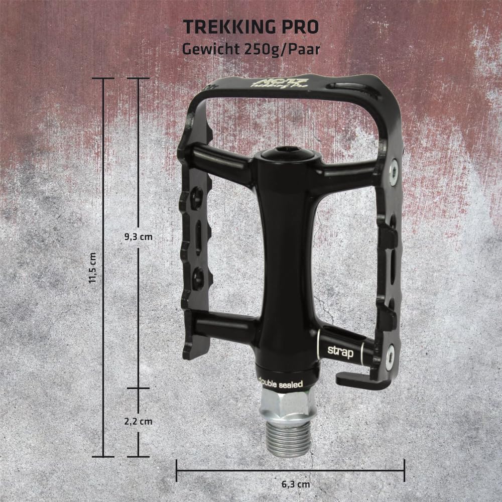NC-17 Trekking Pro - Pedales de Aluminio para Bicicleta de montaña con reflectores, rodamientos y Eje de Cromo y molibdeno, 251 g por par, Pedal Trekking Pro, Plata