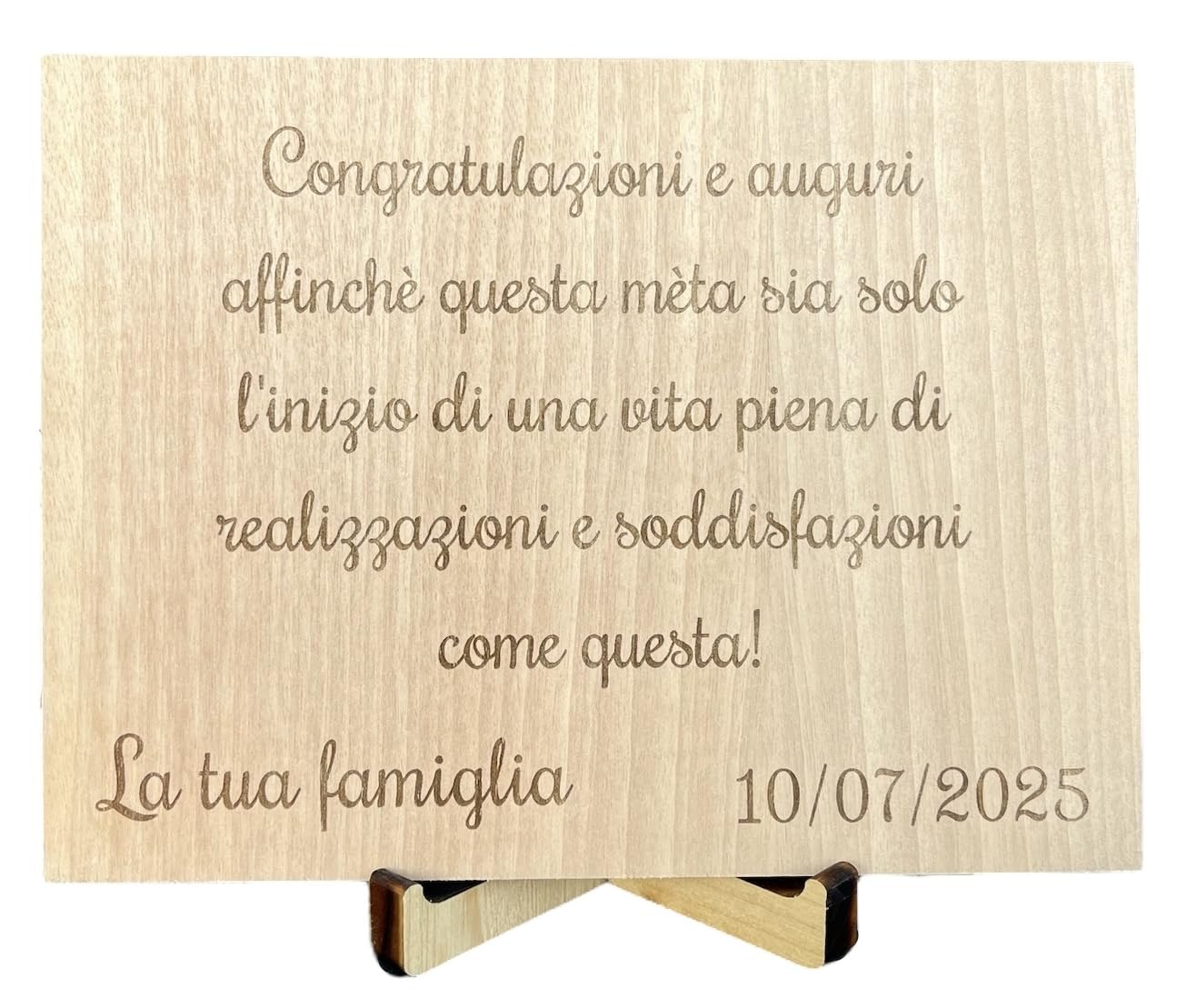 Targa Personalizzata in Legno Noce 20x15 cm, Targhetta Artigianale Libera per Regalo Pensione, Laurea, Anniversario o Premio