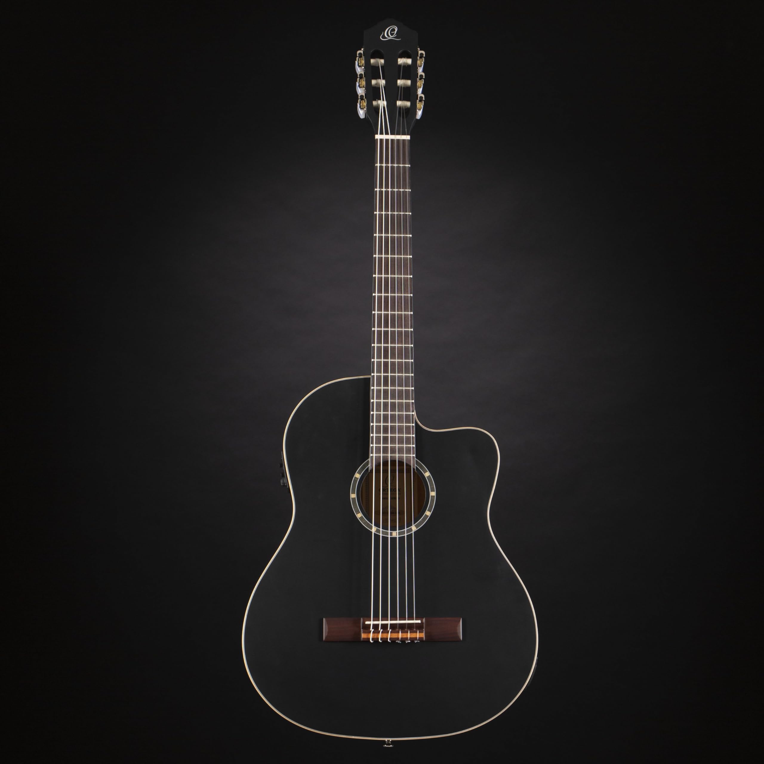 Ortega Guitars Chitarra Concerto Thinline Elettro-acustica - Serie Family - Slim Neck - include Gig Bag - top in mogano/abete (RCE125SN-SBK)