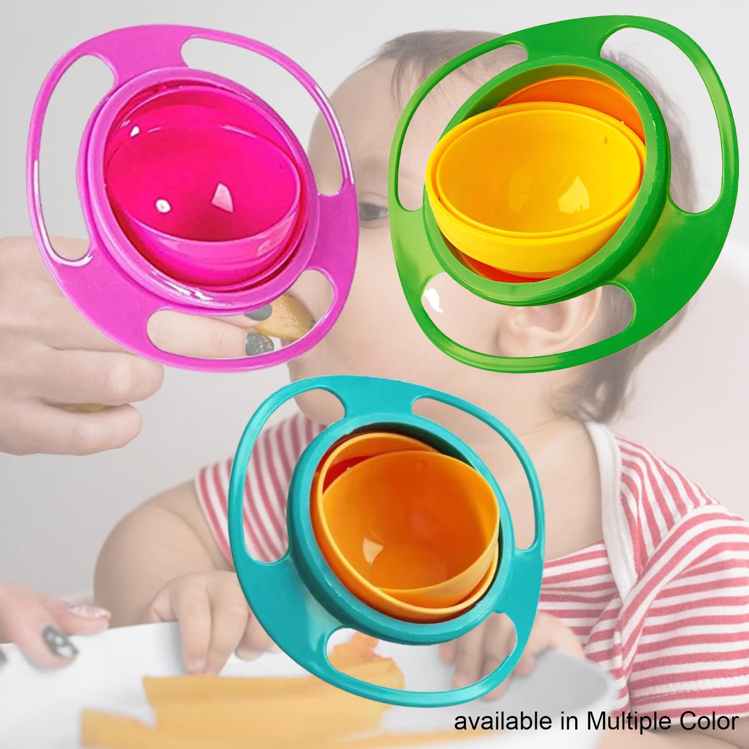 Garth Gyro Curved Dish   for Baby 1 Pc – Multicolor Non-Spill Toddler Feeding Curved Dish  , 360° Rotating Spill-Proof Dish for Kids, Snack Container with Lid, BPA-Free, Easy to Clean, Mealtime Solution for Babies - Image 6 thumbnail
