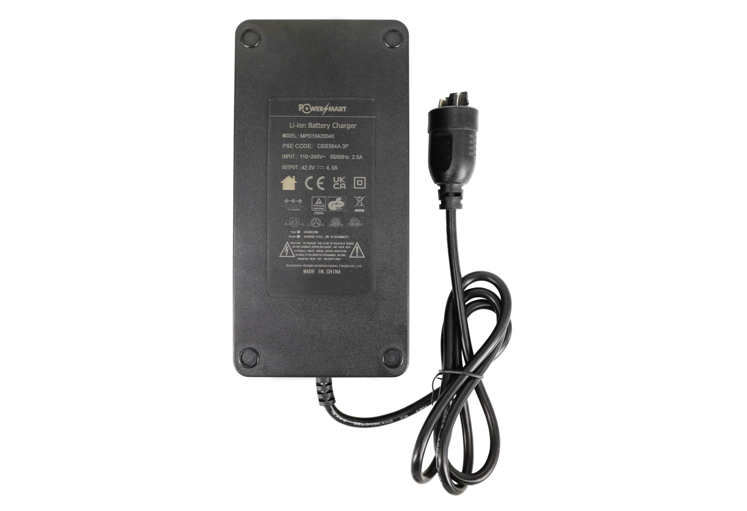 PowerSmart Caricatore da 42 V 2 A per batteria da 36 V 0 275 007 534, 0 275 007 536, 0 275 007 539, 0 275 007 547, 0 275 007 549, 0 27 510. 0 275 007 512, 0 275 007 514