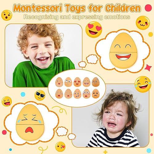 Miniatura 4 de Rompecabezas de expresión de juego de madera a juego para niños pequeños de 1 a 3 años, juguetes Montessori para niños de 1, 2 y 3 años, juguetes