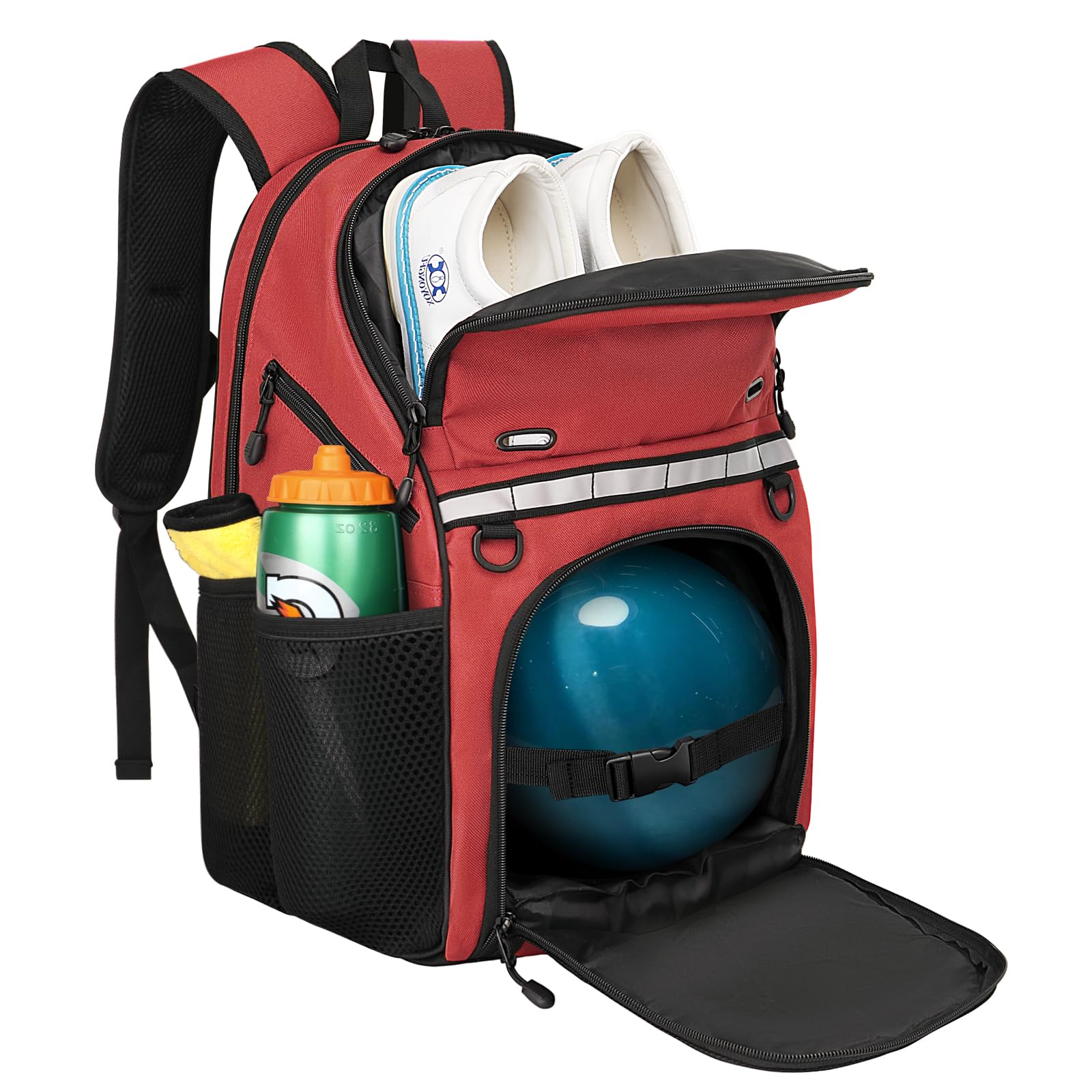 Goloni Bowling Backpack,Single Ball Bowling Bag with Shoe Compartment Up to Size 16,Bowling Bag with Padded Ball Holder