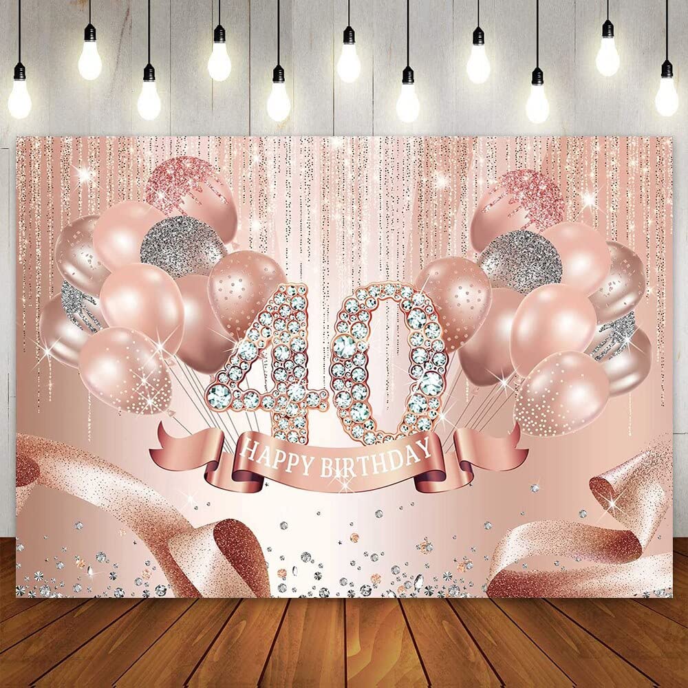 Renaiss 3x2m Buon Compleanno Rosa Fotografia Sfondo Glitter Rosa Paillettes Spot Palloncini Sfondo per Ragazza 16, 18, 21 ° Compleanno Torta Decorativa Tavolo Banner Vinile Photo Studio Puntelli