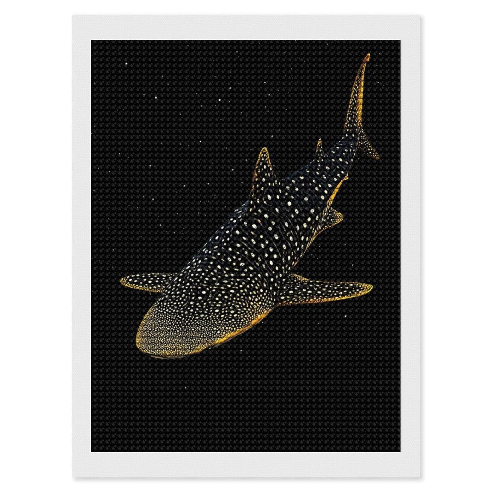 Junmoney Whale Shark Deep DIY Diamond Art Canvas Kit 12"x16", for Teens, Aesthetic Room Decor, Farmhouse Decor, Canvas Picture, Birthday Gift