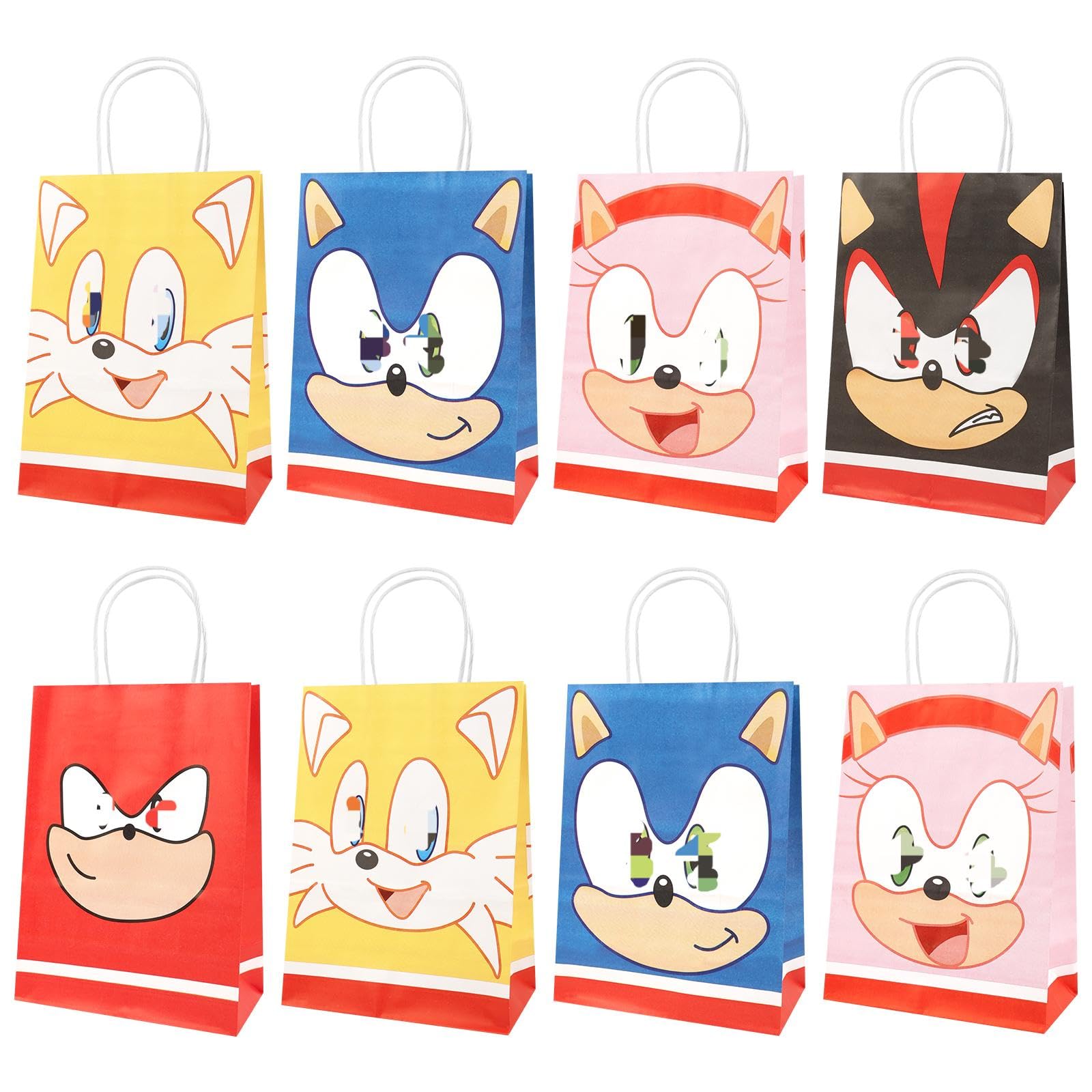 15PCS Cartoon Paper Party Bags, Sweet Bags with Handles, Colourful Paper Giftbags, Birthday Candy Bag Theme Party Supplies for Kids Birthdays Weddings Easter Halloween Christmas